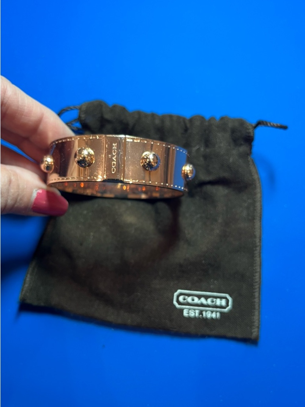 Coach Rose Gold Studded Bangle Bracelet